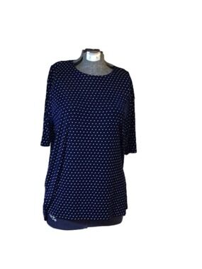 Primavera stretchy navy blue t-shirt with white polka dots